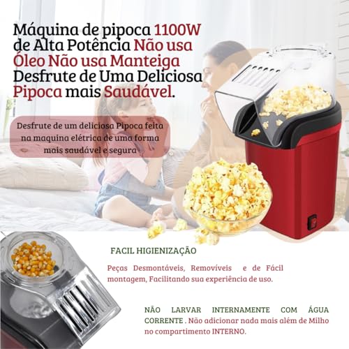 Pipoqueira Elétrica Pipocas na Hora Sequinhas Livre de Óleo 127V 1100W Sokany