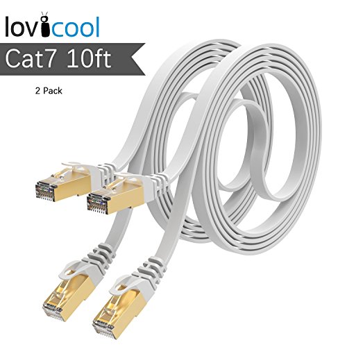 Cat 7 Ethernet Cable 10Ft White 2 Pack,Cat 7 Lan Network Cable 600 Mhz Speed Gigabit Patch Cord Sstp Rj45 Gold Plated Lead Connector For Switch/Router/Modem/Pat 3M #TOP13