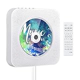 Qosea CDプレーヤー 卓上＆壁掛け式 CDラジオ ポータブル 1台多役 Blue/CD/FM/USB/AUX/TFカードなどに対応 LEDディスプレイ リモコン付き 音楽再生/語学学習/胎児教育 日本語説明書付き
