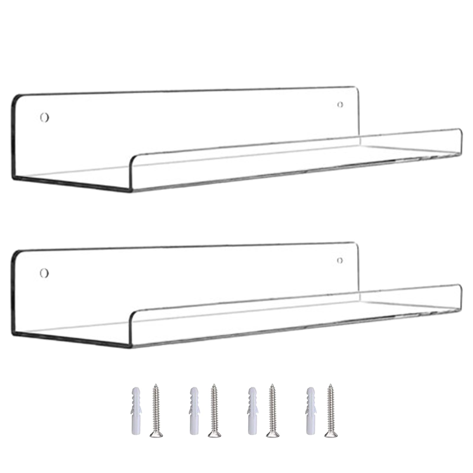 Kalttoy Multicolor 2Pcs Acrylic Shelf Wall Shelves No Punching Toilet Kitchen Storage Rack Transparent Floating Shelves Display Rack Holder Wall Mounted Display