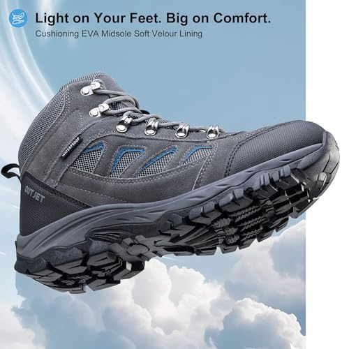Men's Waterproof Hiking Boots Lightweight Comfortable Leather Outdoor Boots2