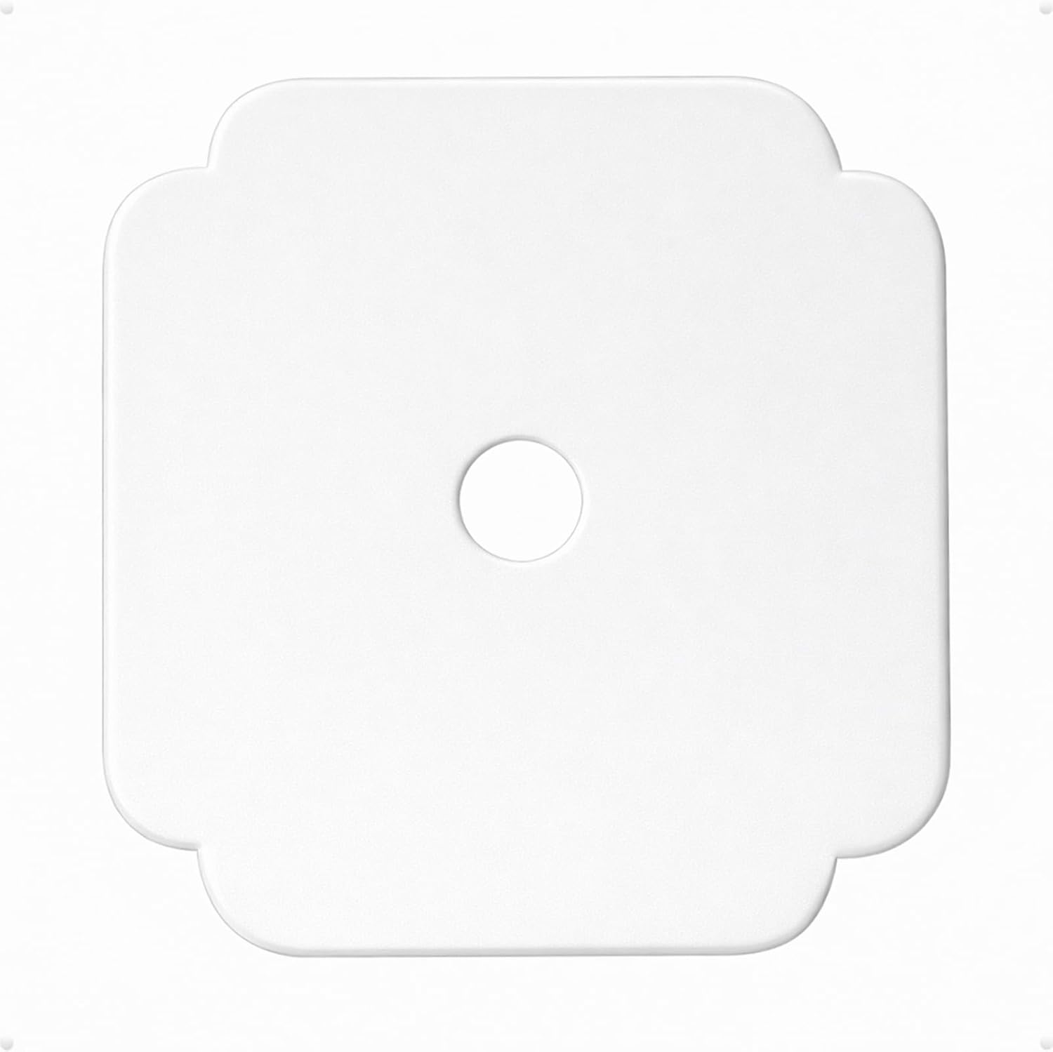 trust4care 4-Pack White Square Rosette Backplate of Bifold Cabinet Knobs, 1-3/5 Inch Zinc Rectangular Back Plates for Bi-Fold Closet Door Dresser Drawer Pulls Handles, Thick Wide Base Washer Sheets