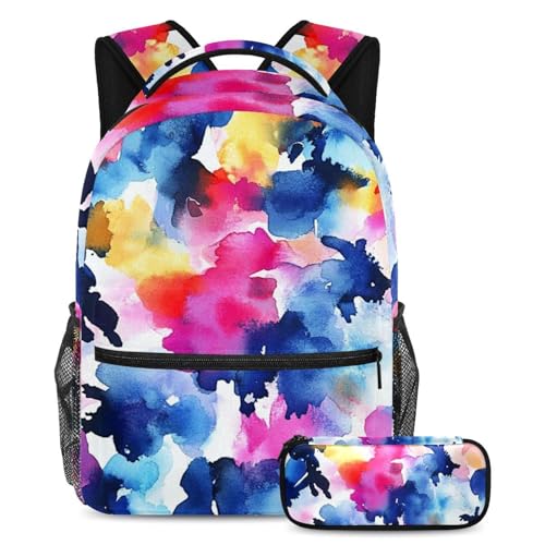 Art Abstrait Aquarelle 37 ensemble de cartable enfant grand sac à dos aux motifs artistiques