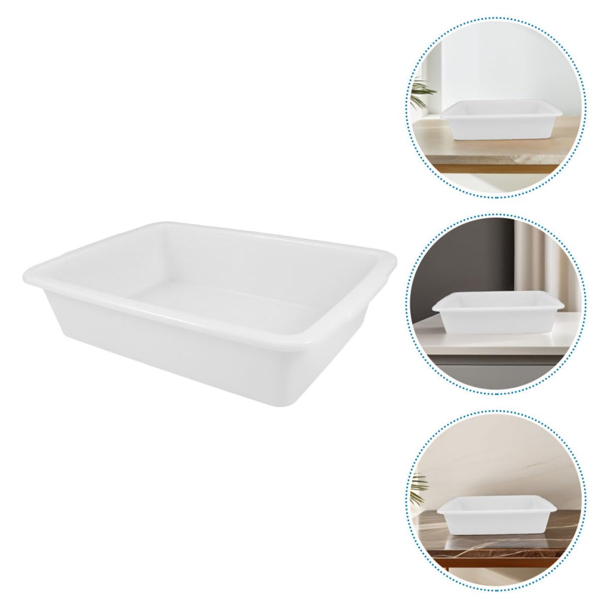 OUNONA Lot de 2 Bac de Retention Produit Chimique en Plastique Blanc Rectangulaire, Plateau D'expérimentation Étanche pour Enseignement et Organisation de Laboratoire