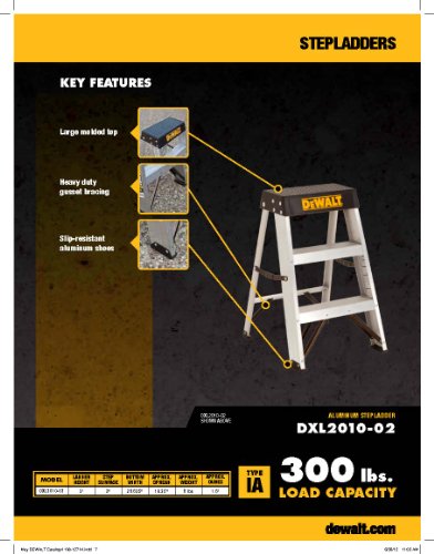 DeWalt DXL2010-02 2-Feet Aluminum Stepladder Type IA with 300-Pound Duty Rating, 2-Feet,Silver