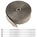 Produktbild KEILEOHO 15m Hitzeschutzband Auspuff, 5cm Hitzeschutzband Basaltfaser mit 10 Edelstahl Kabelbinder, Titanium Hitzeschutzband Auspuffband Motorrad für Fächerkrümmer Krümmerband Auto Thermoband