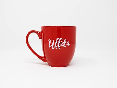 Miniatura 3 de Office Sign Company Taza de café Uffda  Taza de café divertida de Fargo, ND  Taza bistró roja de 16 onzas con tintas mejoradas permanentes  La mejor