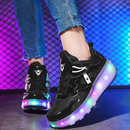 Image of Kids LED Roller Shoes Casual Skating Shoes with Double Wheels for Boys Girls 21cm