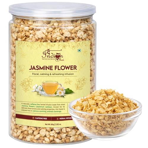 Image of The Indian Chai - Jasmine Flower Herbal Infusion 80g | May Support Heart Wellness and Digestion | Caffeine Free Floral Tea