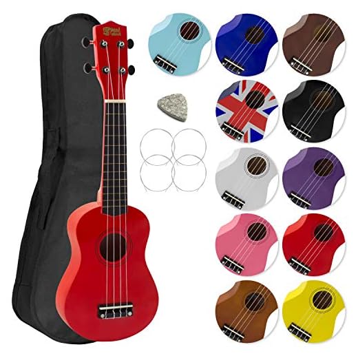 Tiger Mad About SU8 Ukelele soprano en rojo, con estuche, púa y cuerdas de repuesto, óptima para escuelas y principiantes, SU8-RD, Tamaño completo