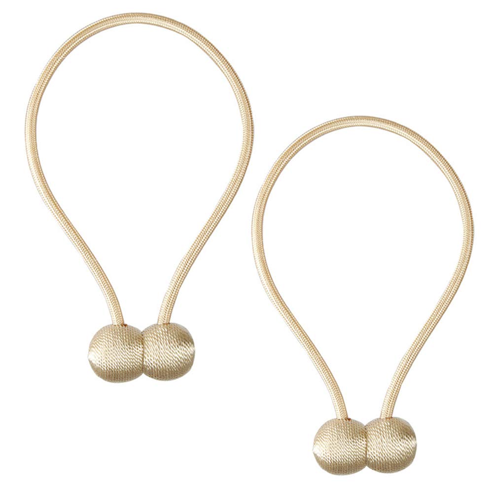 Curtain Tiebacks Magnetic Holder (2Pcs, 1 Pair) - The Most Convenient Drape Tie Backs, Decorative Drape Holders Holdbacks Weave Rope Clips Window Sheer Blackout Panels Home and Office