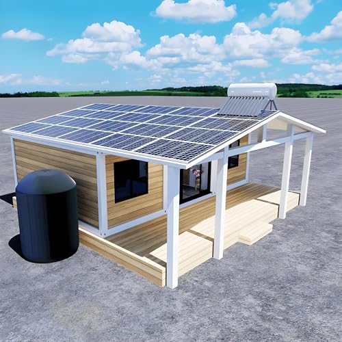 Prefab Modular Tiny Home with Solar Panel & Water System – 20ft/40ft Expandable Container House, Fully Equipped Kitchen & Bathroom, Portable and Sustainable Living for Adults