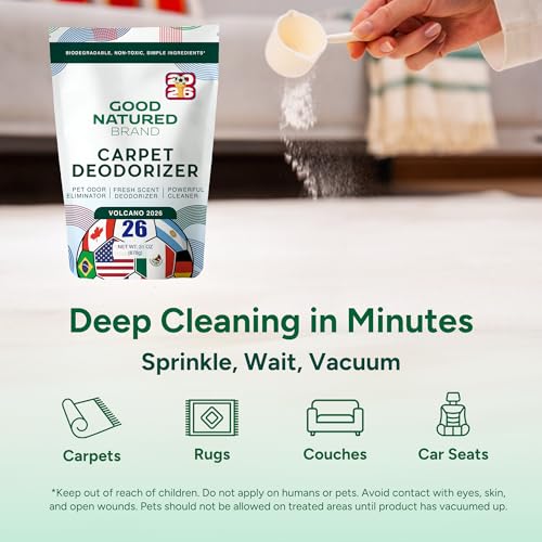 Image of Good Natured Brand | Carpet Deodorizer & Freshener Powder | 31 oz Pet Odor Eliminator for Strong Odor & Pet Urine | Tropical Volcano 2026 Scent | Safe for Homes with Pets