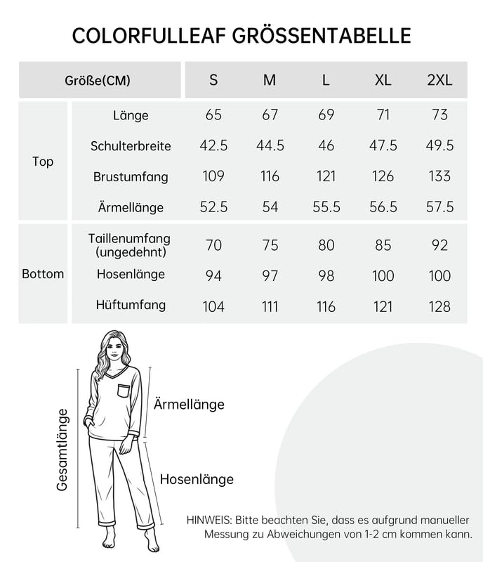 COLORFULLEAF Pijama para mujer 100% algodón largo pijama conjunto dos piezas otoño invierno pijamas manga larga traje de casa, gris, L