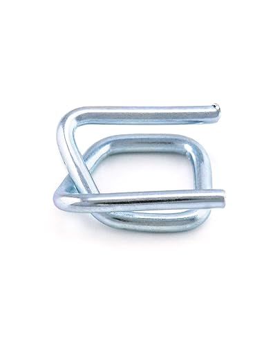 Miniatura 22 de QWORK Paquete de 50 hebillas de alambre de metal, 3/4 pulgadas de ancho, plata, para flejes de polipropileno, Paquete de 200 unidades.
