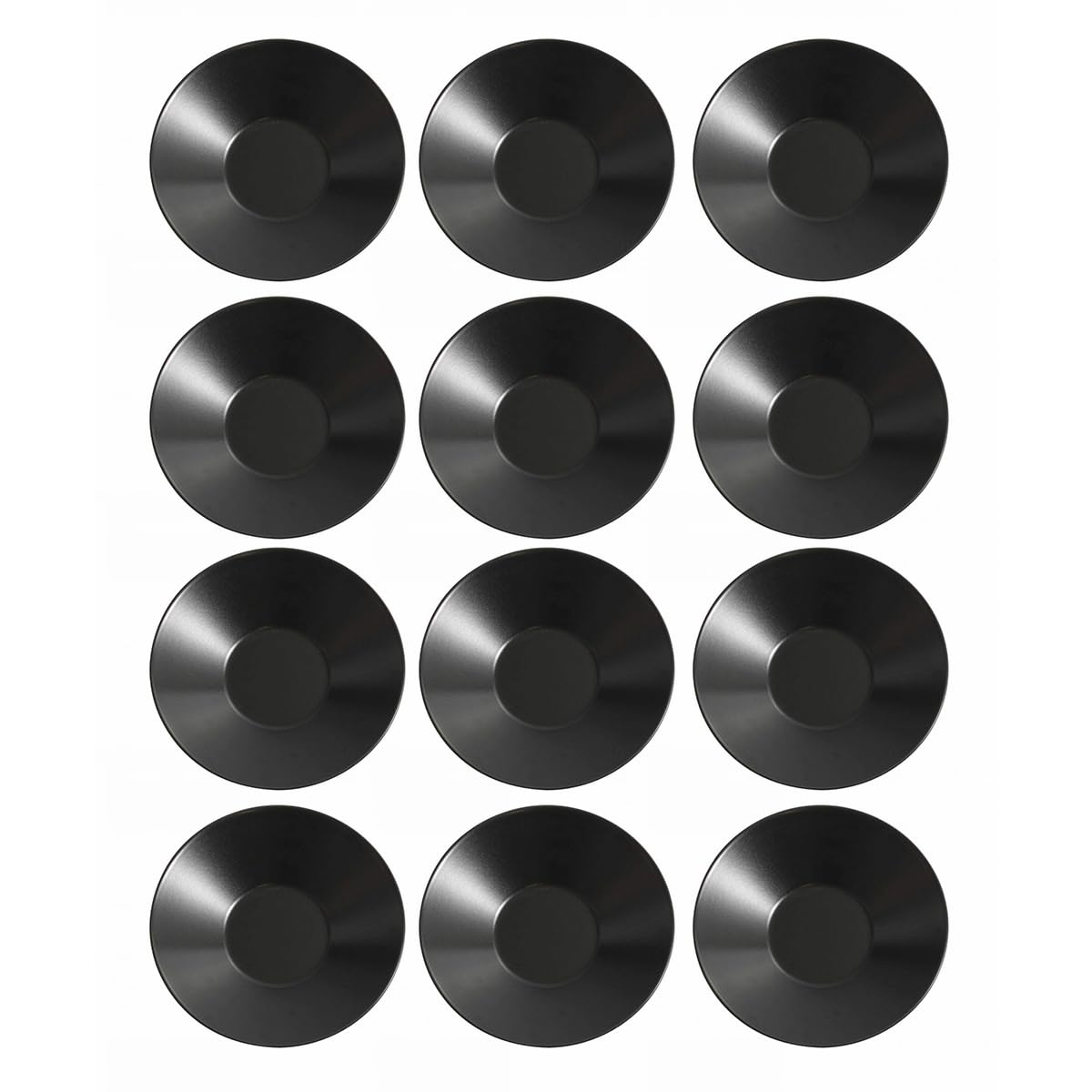 Assiettes rondes LINA, set de 12 assiettes creuses, plat à soupe, pâtes en porcelaine noir - diamètre 23 x hauteur 5 cm