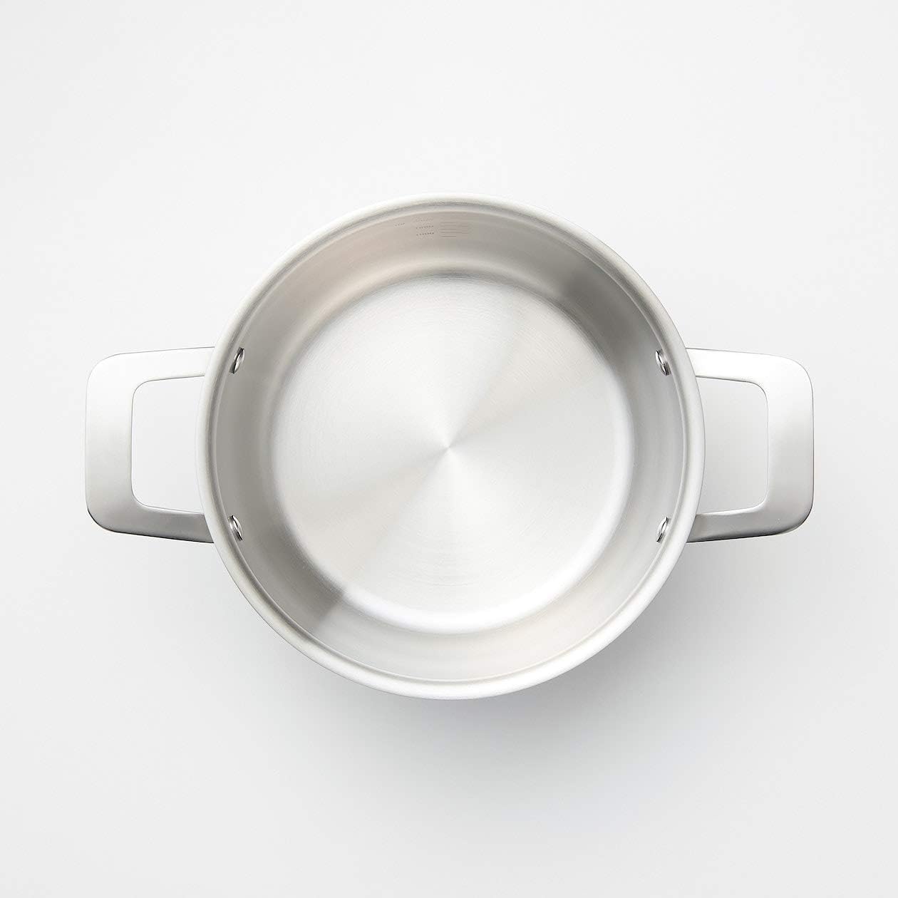 MUJI 82219944 Stainless Aluminum All-Over Three Layer Steel Double Handed Pot, Approx. 1.2 gal (3.0 L) / Width 12.4 x Height 4.3 inches (31.5 cm) x Height 4.3 inches (11 cm), Silver