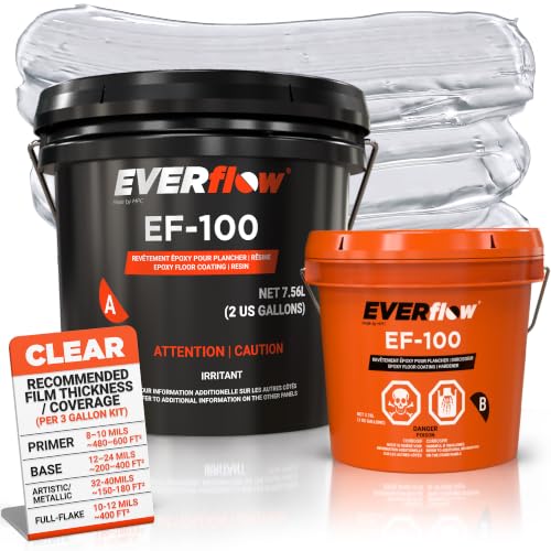 Everflow MPC Clear Epoxy Resin Floor Coating Kit, 3 Gallon
