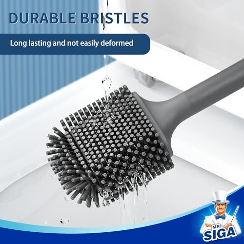 Image of MR.SIGA Toilet Brush and Holder Wall Mounted, Gray, 1 Pack