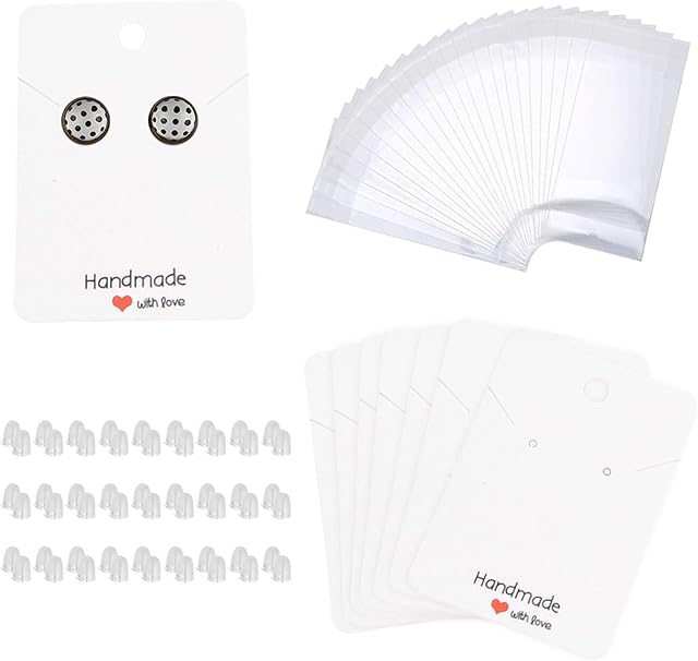 Earring Display Card,200 PCS Earring Display Card Set,Necklace Cards Holder,Necklace Display Cards (White)