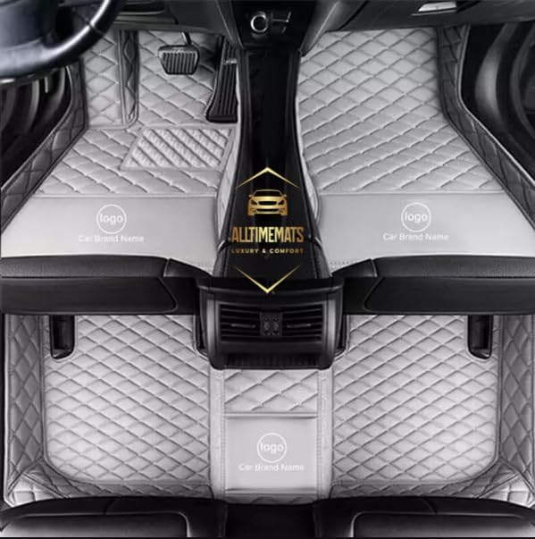 Leather Car Mats (Custom Made) (Grey)