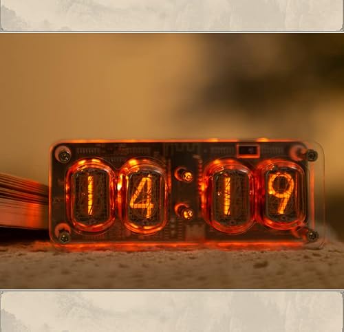 Adventurers Nixie Tube Clock With In-12 Tubes, Luminous Clock, Retro Modern Desk Vintage Punk Digital Desktop Creative Ornaments Usb Type-C Connection Type, 4.53 X 1.82 X 1.82 Inches #TOP6