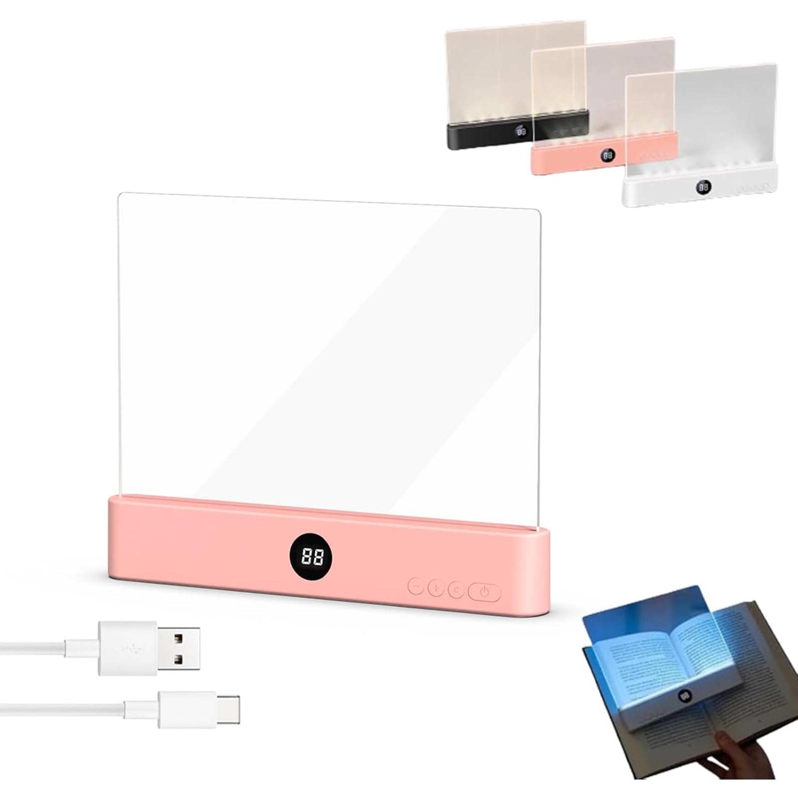 Rechargeable Clear Led Flat Reading Light Multi-Functional L