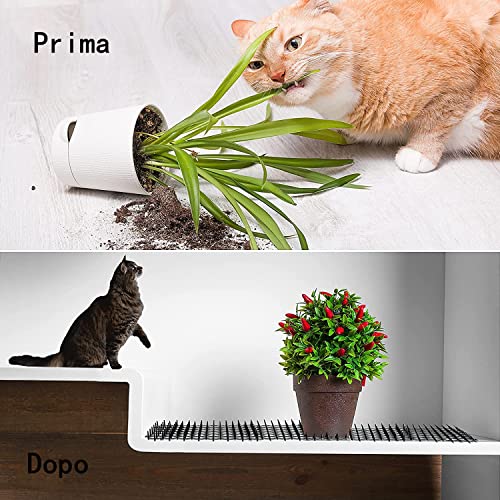 LATRAT 12 anti-cat plug mats+4 U shape pegs, garden plastic cat repellent pads with spikes(20*15.5cm) - Image 2