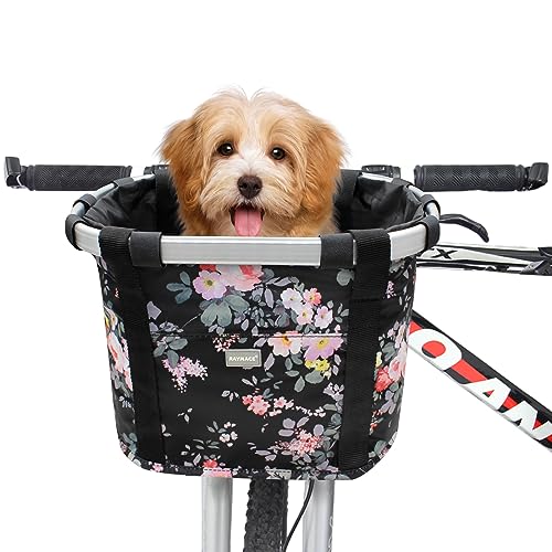 RAYMACE Bicycle Basket Dog Bike Handlebar Basket Front Folding Detachable Quick Release Easy Install Cycling Picnic Bag
