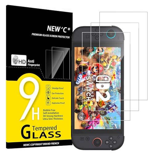 NEW'C 3 Stück für Nintendo Switch 2 für Panzerglas, Frei von Kratzern, 9H Härte, HD Displayschutzfolie, 0.33mm Ultra-klar, Ultrabeständig