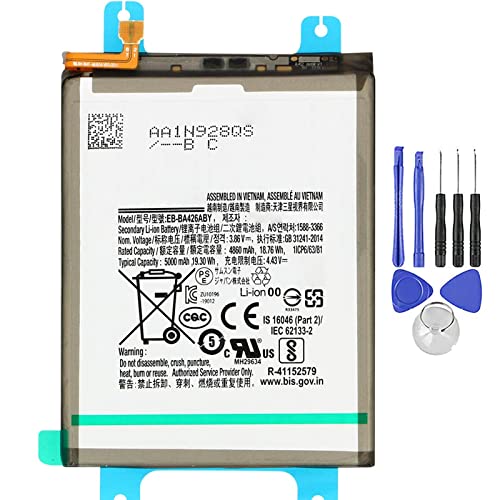 Ellenne Batterie compatible avec Samsung A32/A42/A72 EB-BA426ABY 5000 mAh haute capacité avec kit de démontage inclus Cover