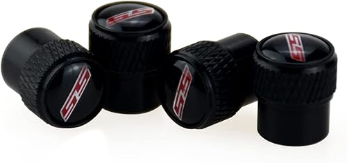 Miniatura 3 de 4 tapones de válvula de neumático de aluminio con logotipo de Camaro SS para automóviles, SUV, bicicletas, camiones, motocicletas (negro)