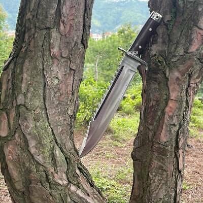 Handmade D2 Stainless Steel Rambo Hunting Bowie knife, hand forged Camping Survival knives With Leather Sheath Best Gift For Him
