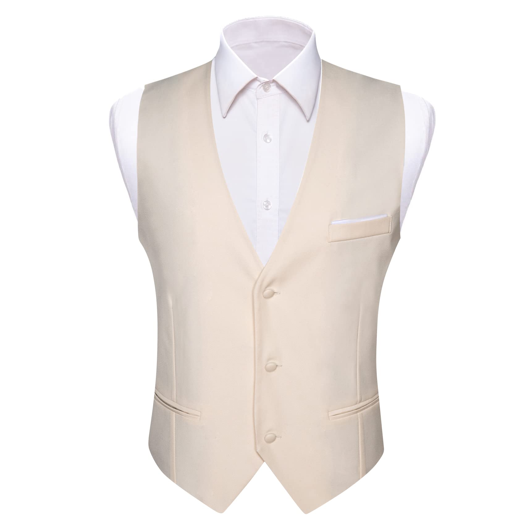 Barry.Wang Men Waistcoats/Pre Tied Bowtie Business Pure Color Shiny Classic Wedding Party Prom Fashion for Men Vest