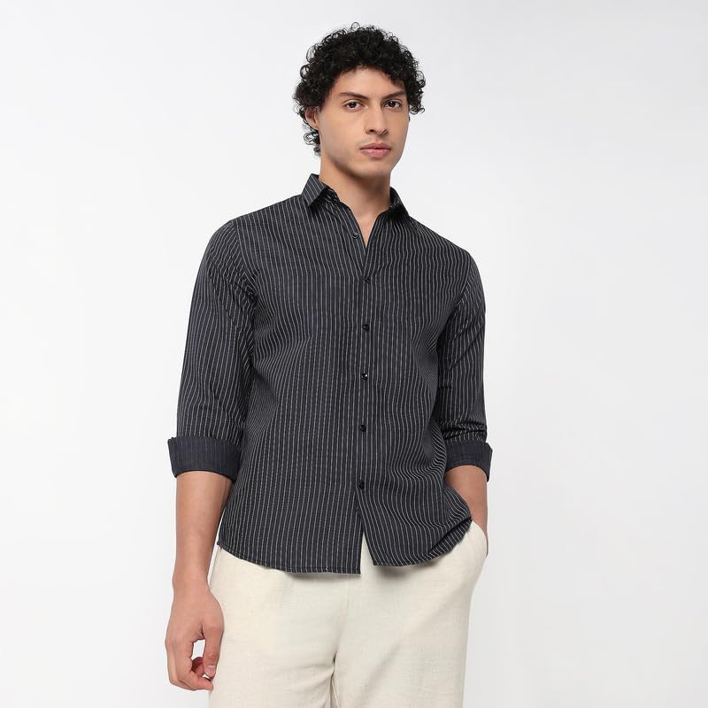 Image of Mens Striped Slim Fit Cotton Casual Shirt | Full Sleeves Mens Shirts | Stylish Shirt for Men