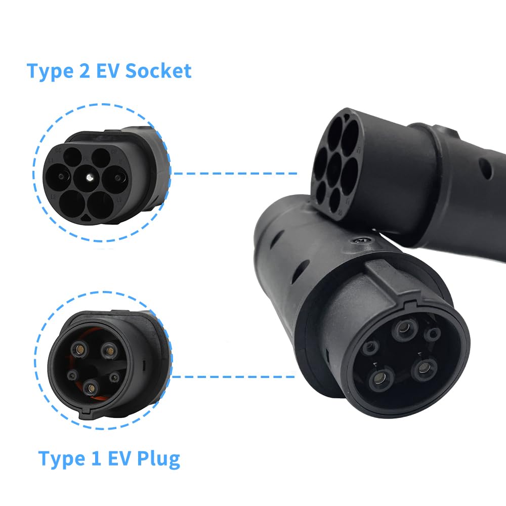 Adapter złącza ładowania EV typu 2 na typ 1, konwerter do ładowania pojazdów elektrycznych od IEC62196 do SAE J1772.