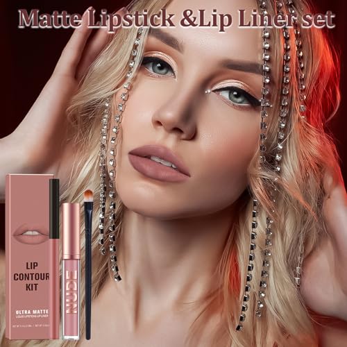 INBOLM Lip Liner and Lipstick Set,Nude Lip Liners with Nude Lipstick for Women Nude Lipstick,Non-Stick Cup,Matte Waterproof Nude Lipstick Makeup Kits Make Up Gift Set for Lady - Image 8