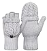 Beurlike Women's Winter Gloves Warm Wool Knitted Convertible Fingerless Mittens (Gray), One Size