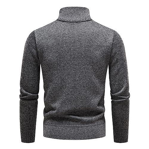 Mens Casual Cable Knit Pullover Half Zipper Fleece Lined Sweaters Stand Collar Long Sleeve Sweater Business Tops3