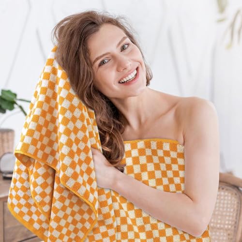Serviette de bain en coton orange Jacquotha lot de 2 salle de bain