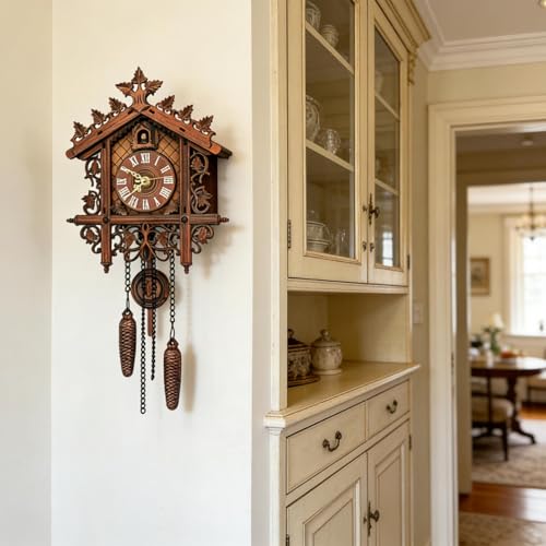 Horloge murale vintage en bois avec carillon toutes les heures pour salon - 4