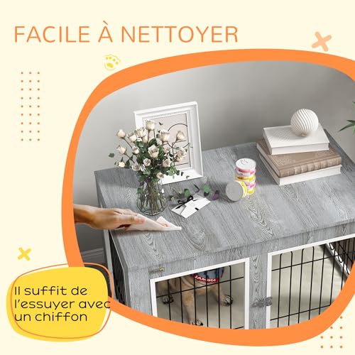 Table d'appoint cage pour chien intégrée salon PawHut - 7