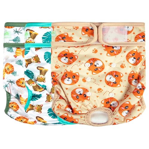 Image of wegreeco Washable Female Dog Diapers Highly Absorbent Reusable Diapers for Dog in Heat Period, 3 Pack (The King of Forest, X-Large)