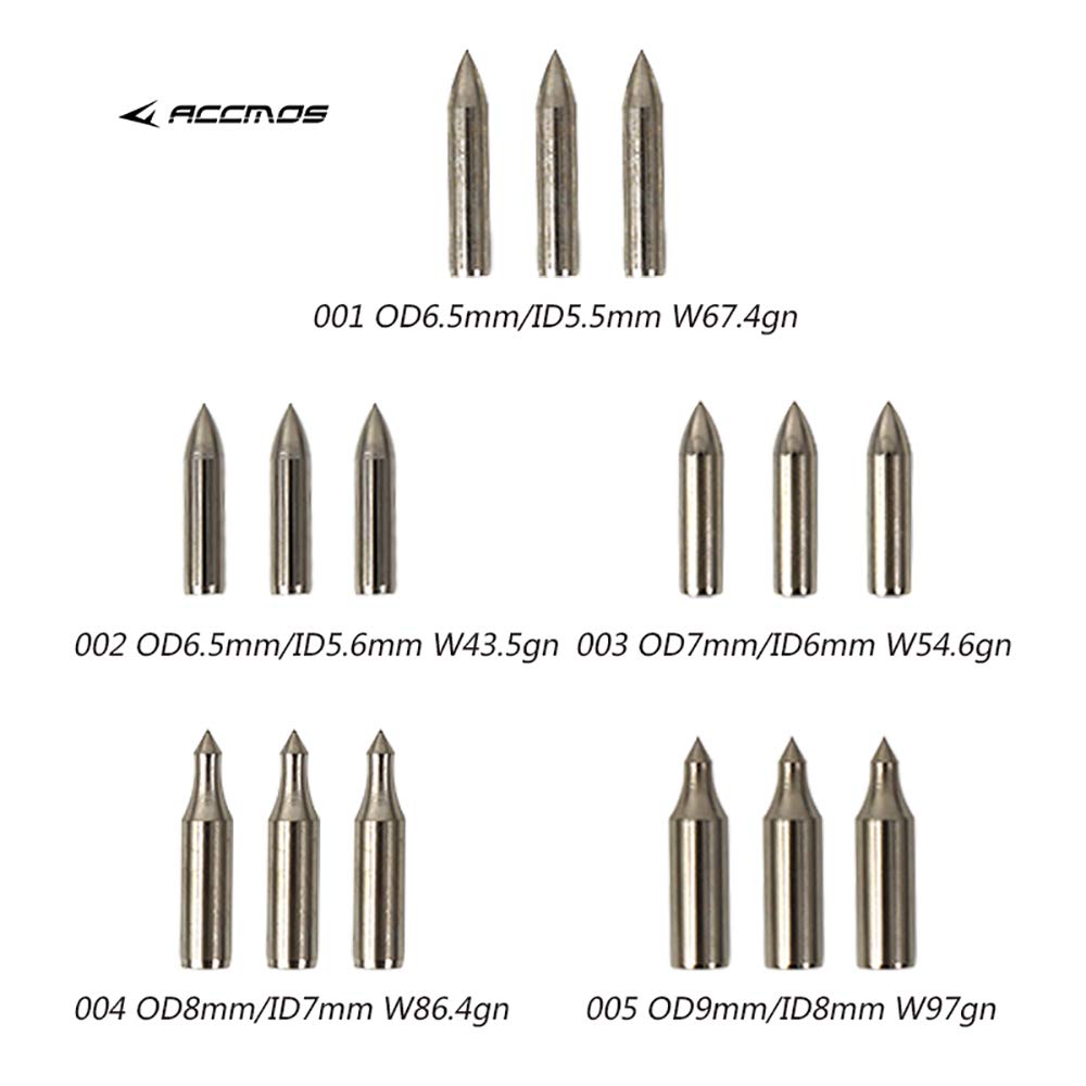 ACCMOS 12 pz Acciaio Inossidabile Caccia sul Campo Punta della Freccia, per OD 5,5 mm 5,6 mm 6 mm 7 mm 8 mm Legno di bambù Freccia Shaft Freccia Testa Frecce Accessorio