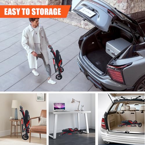 SOFTFISH 18LBS UIltra Lightweight Wheelchairs for Adults with Foldable Footrest and Armrests, Transport Wheelchair Lightweight Foldable, Portable Folding Travel Transport Chair for Seniors