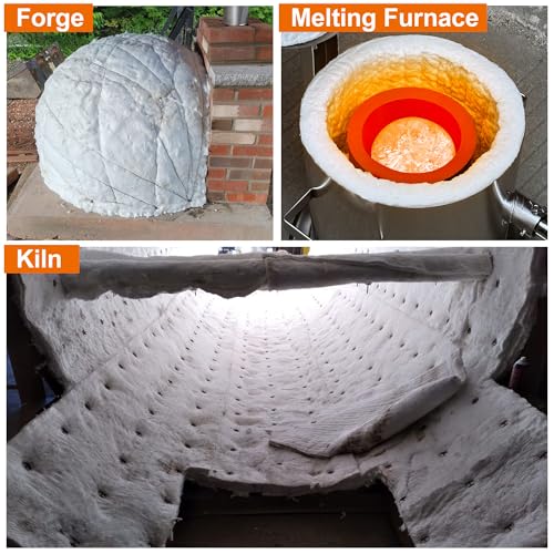 MMasters 24\"*8\"*1\" Ceramic Fiber Insulation Blanket, Fireproof & Heat Resistant Up to 2700°F, Ideal for Wood Stove Baffle, Fireplaces, Kilns, Forges, Pizza Ovens, and More - Thumbnail 5