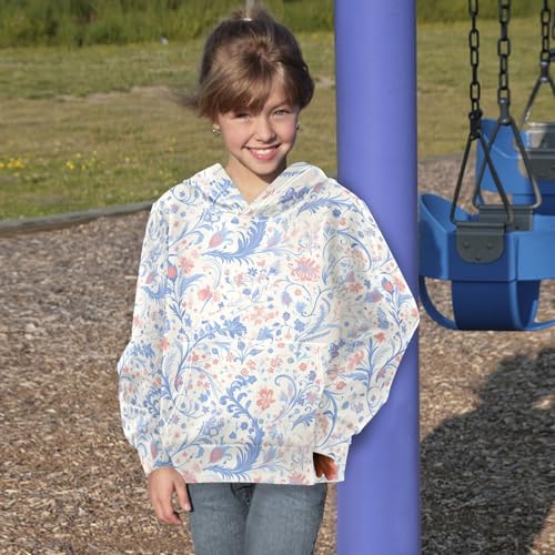 KLL Paisley Floral Damask Pattern Boys Girls Sweatshirts Sweater Casual Hooded Pullover Hoodies Kangaroo Pocket4