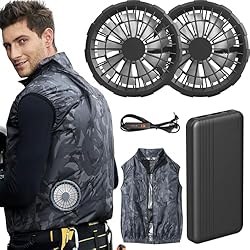 [NAFUAIR] ファン付きベスト ファンバッテリーセット USB給電 扇風機ベスト 空調作業着 空調ファン 大風量 3段階調節 薄型ファン 超軽量 熱中症予防 猛暑対策 2024新型 ファン付き作業着セット