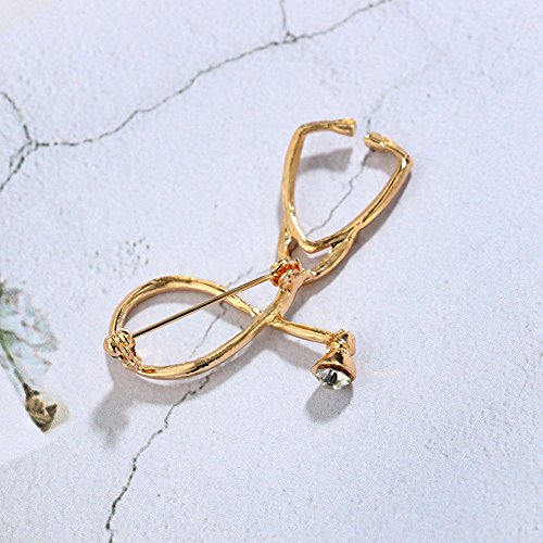 Image of MINGHUA Gold Silver Stethoscope Brooch Pin for Nurse Doctor