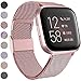 Funbiz Kompatibel mit Fitbit Versa Armband/Fitbit Versa 2 Armband, Edelstahl Handgelenk Metall Ersatzband Armbänder Kompatibel mit Fitbit Versa/Versa 2/Versa Lite, Groß, Roségold